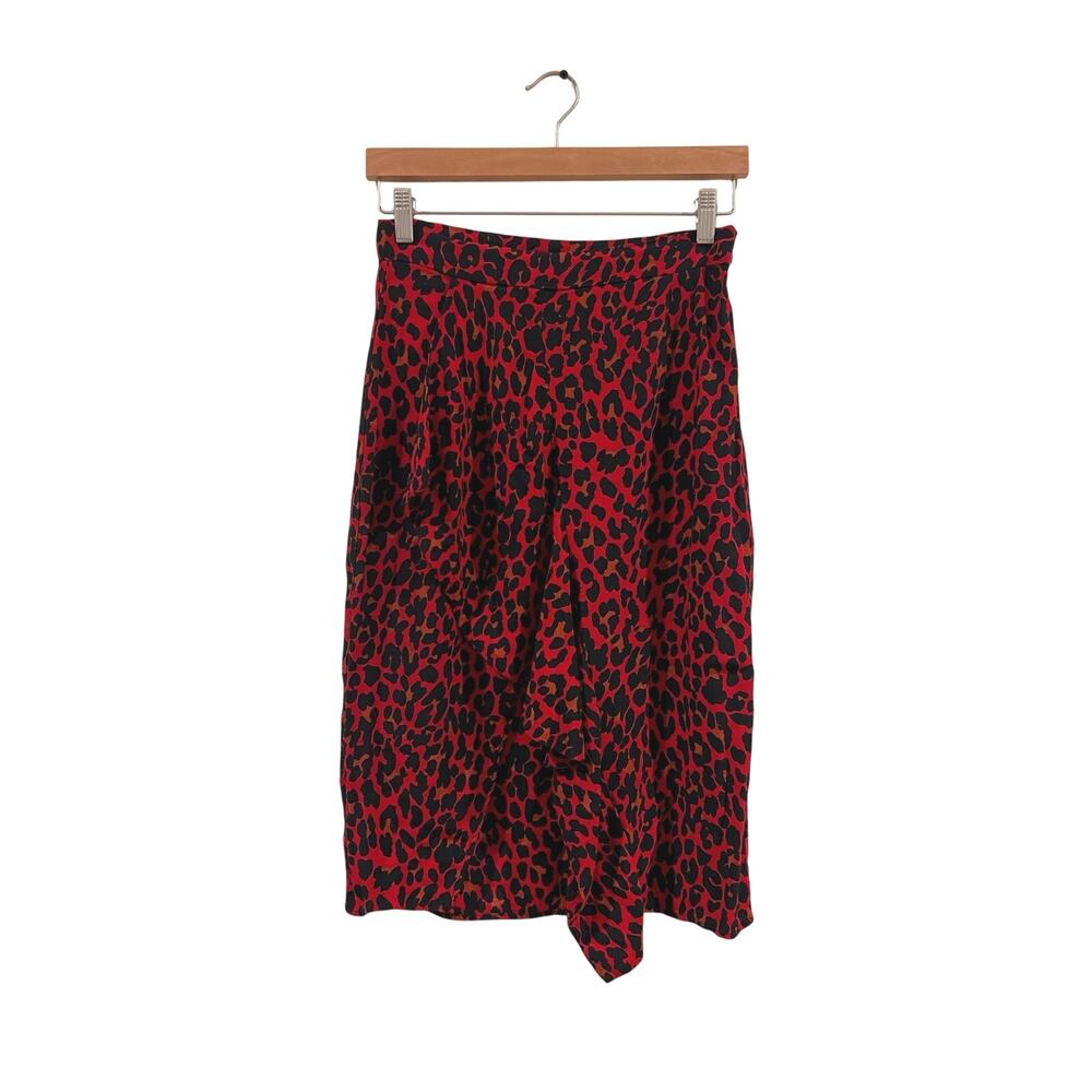 Red leopard print asymmetrical skirt